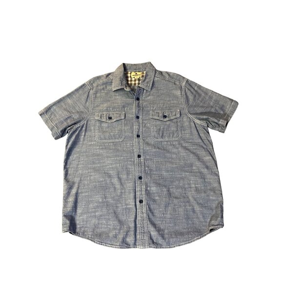 Woolrich Shirt Mens L Used Blue Button Short Sleeve - Picture 3 of 11